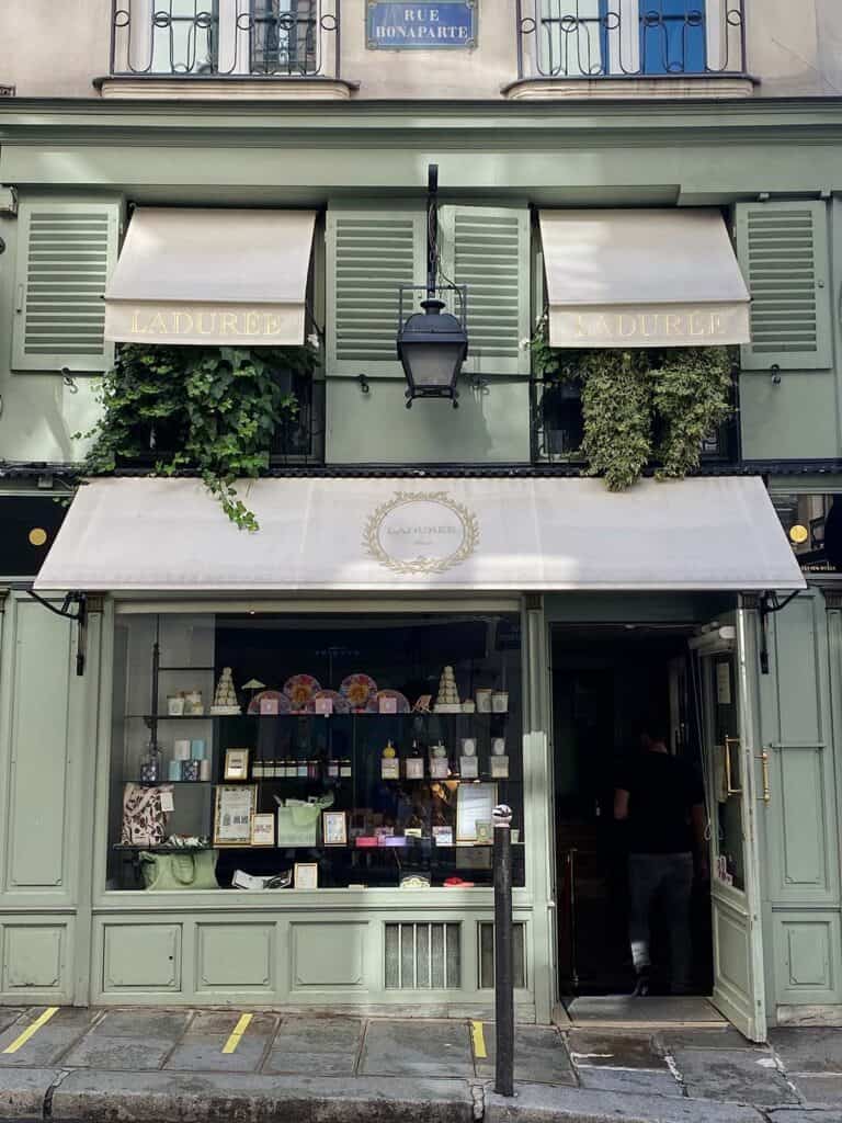 exterior of laduree in paris 