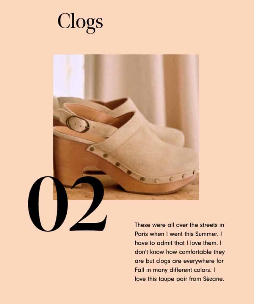 taupe clogs sitting on a table