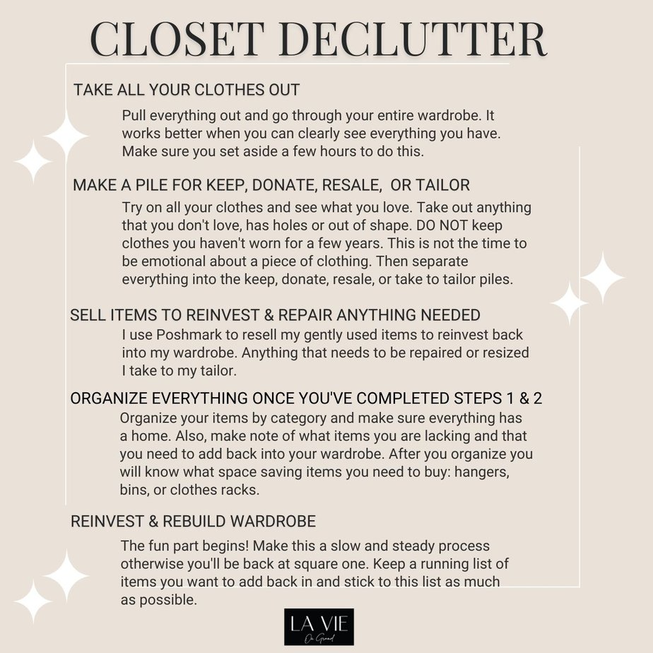 Graphic of instructions on how to clean out your closet