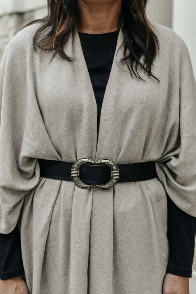 close up of belt around travel wrap