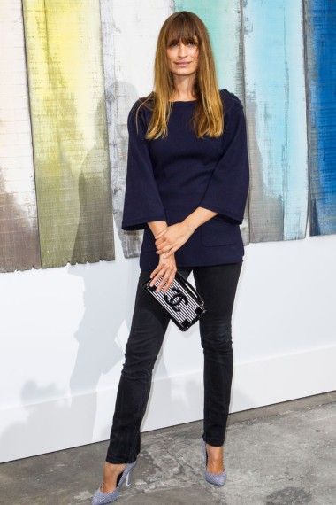 Caroline de Maigret wearing navy and black together