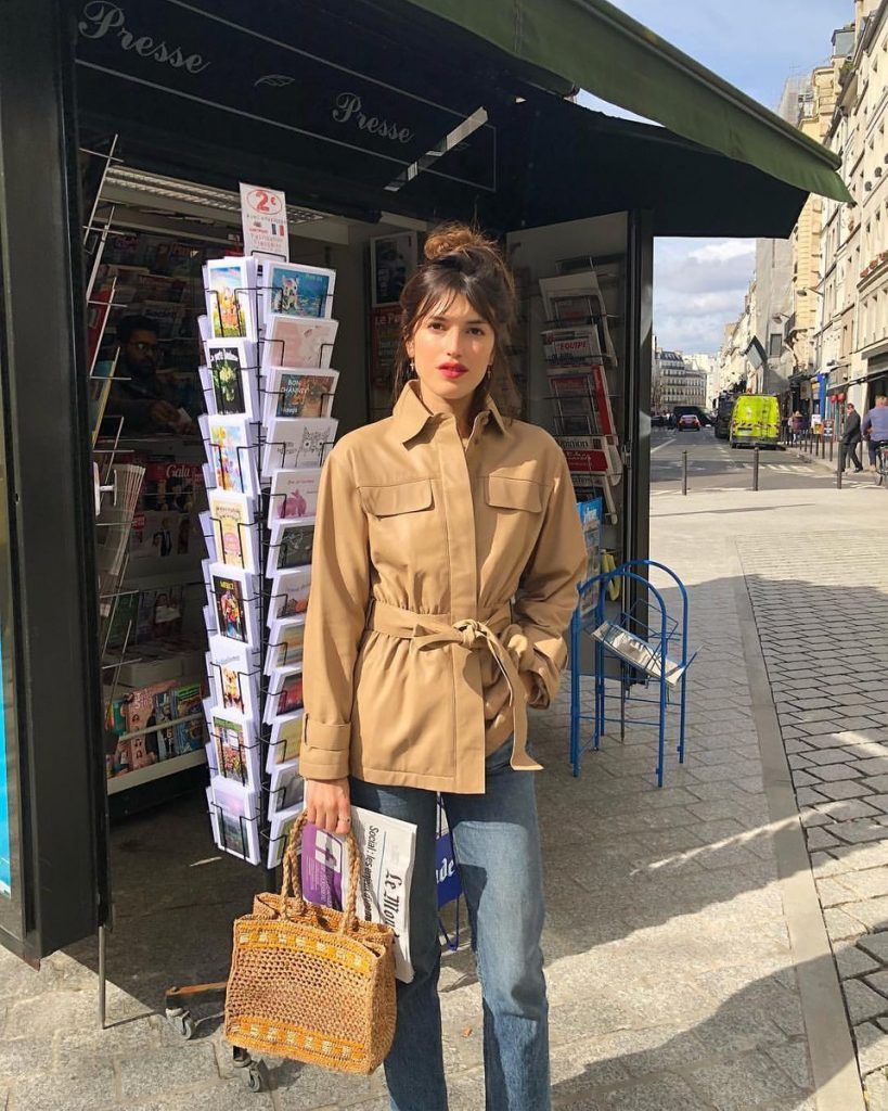 Jeanne Damas wearing short length trench
