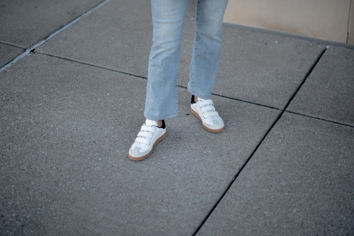 wearing isabel marant sneakers on the street