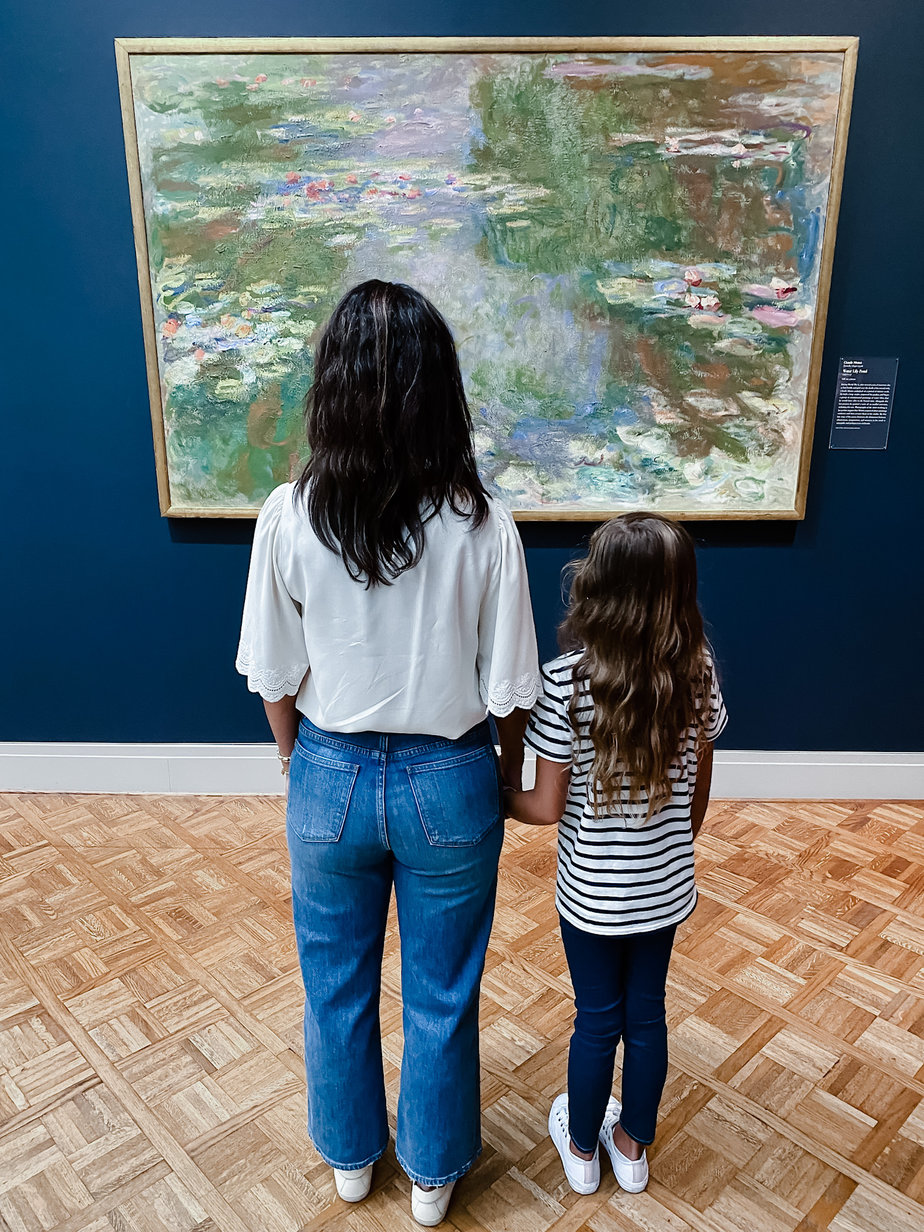 standing at the art institute chicago looking at monet painting