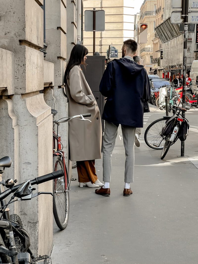 guy and girl on street in Paris talking