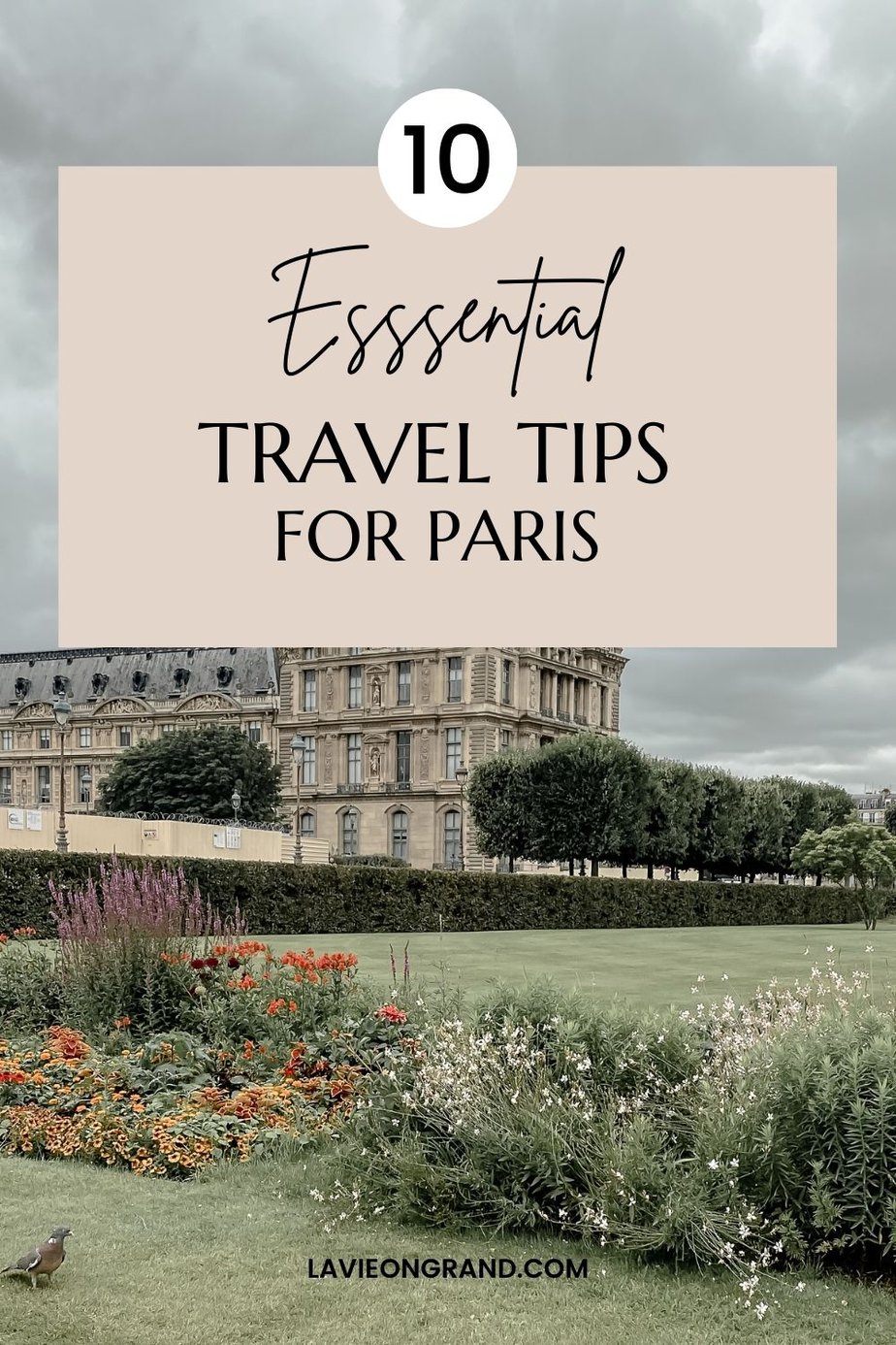 graphic of 10 essential travel tips for Paris