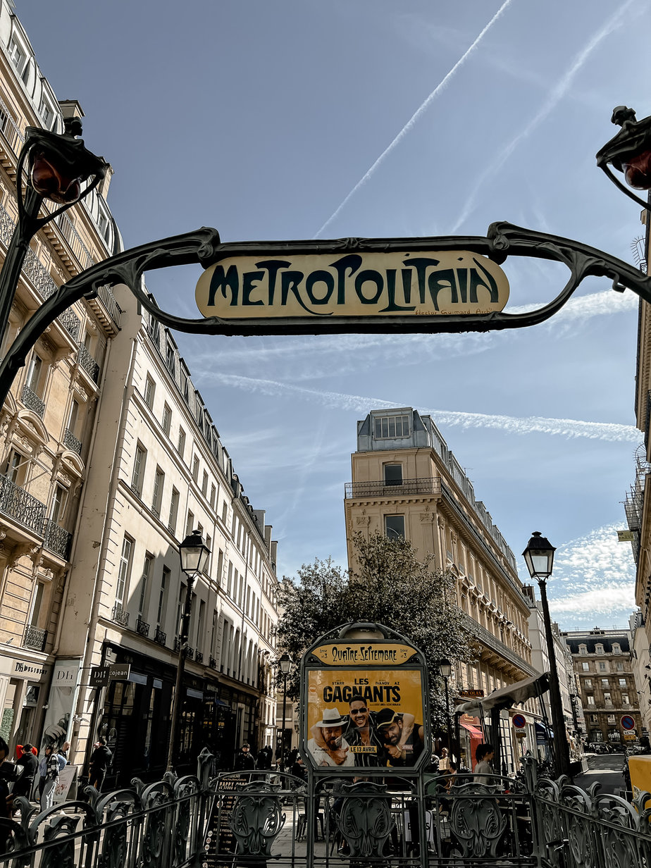 metro sign in Paris on the street