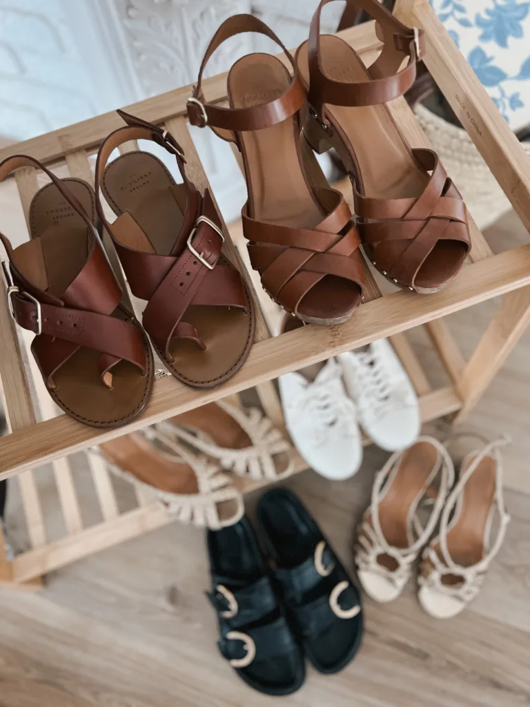 black and brown sandals on a shoe stand | Sézane Shoes For Summer