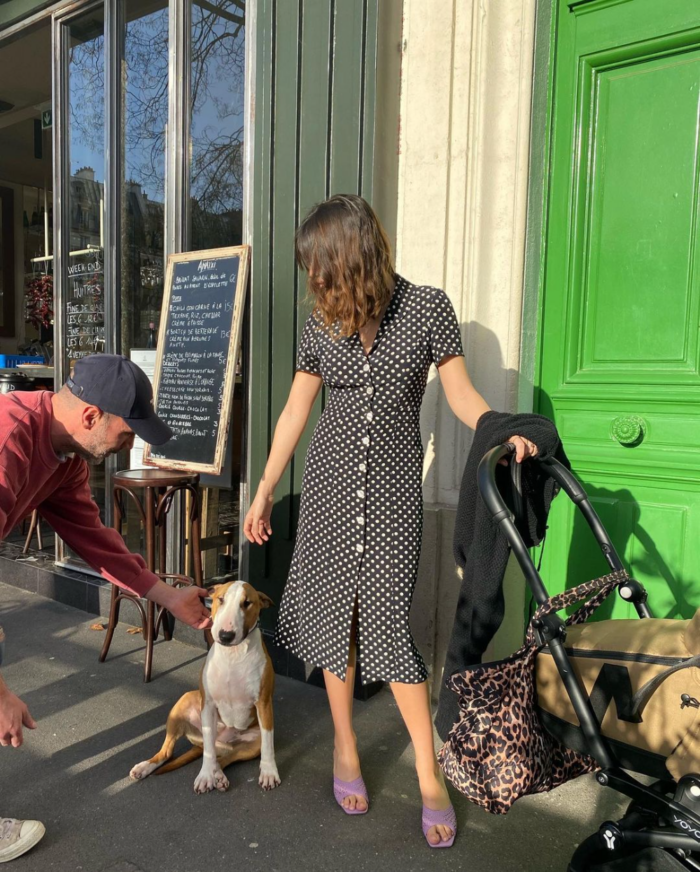 jeanne damas in polka dot dress jeanne damas in polka dot dress