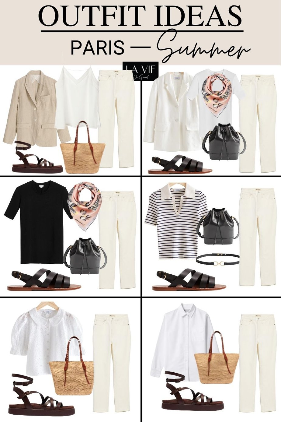 graphic of summer outfits for Paris