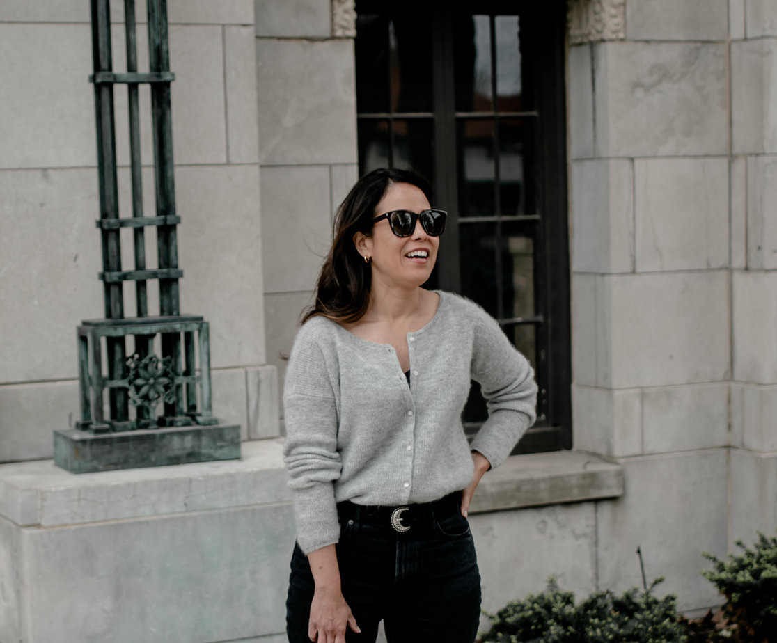 Wearing Sèzane Gasper in Grey