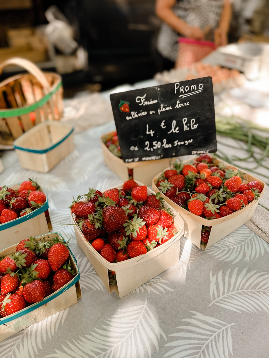 Strawberries in market in Provence