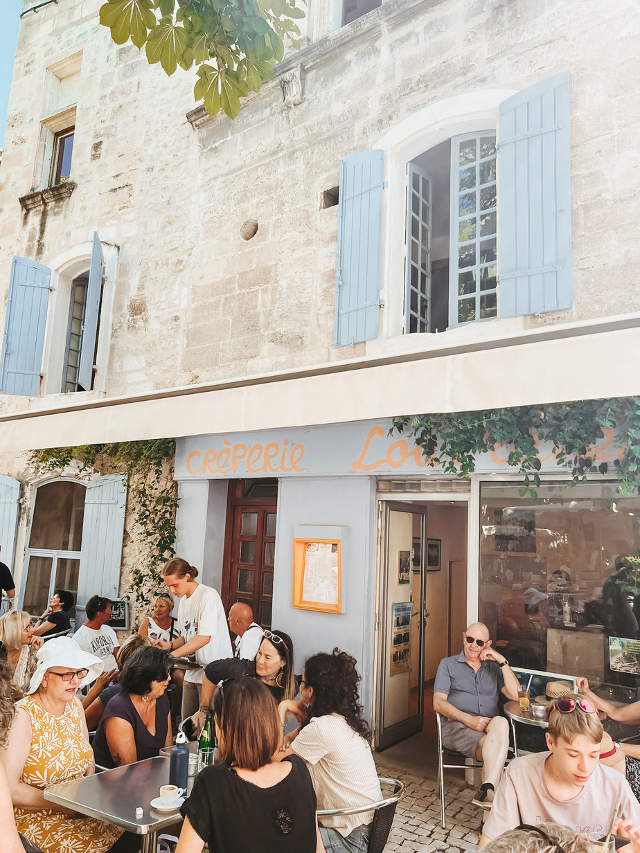 outdoor seating in Provence People on terrace outdoor in Provence