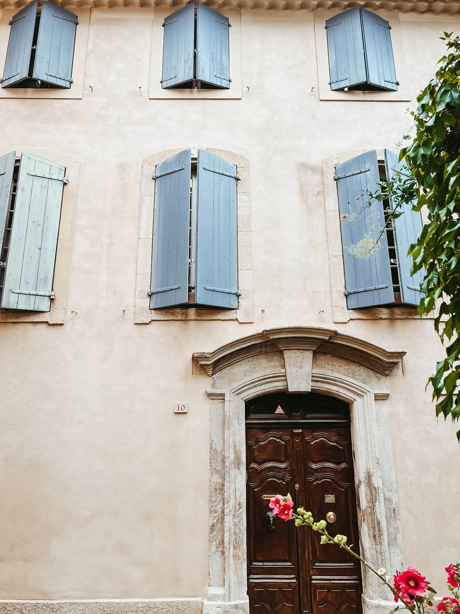 Blue shutters Blue shutters on a building in Avignon Provence