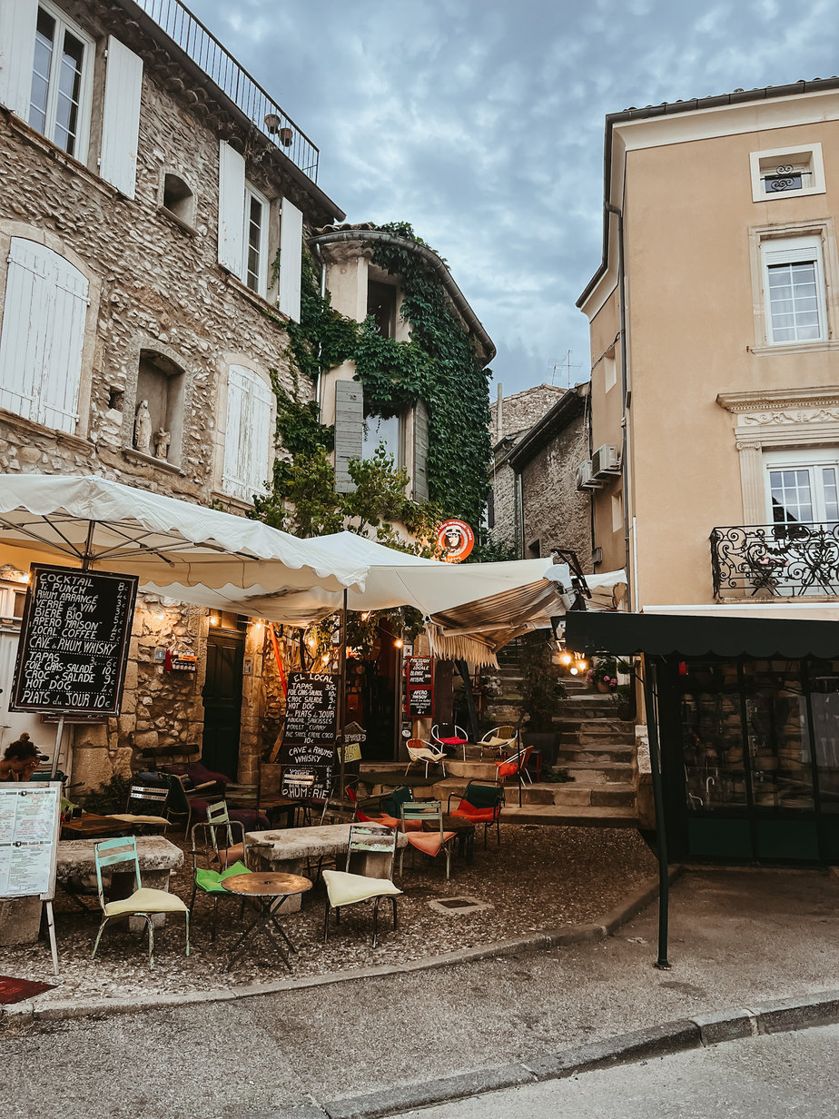 Little town in Provence Little town in Provence with umbrellas