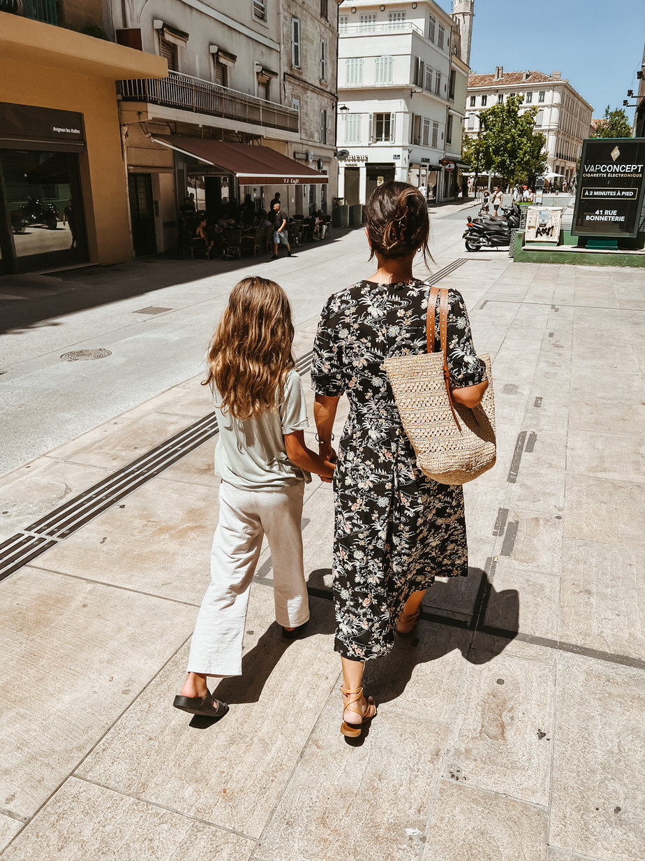 walking in Avignon Hand in hand with my daughter walking in Avignon
