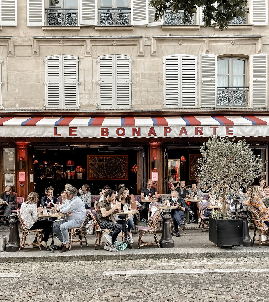 exterior of le bonaparte cafe in paris
