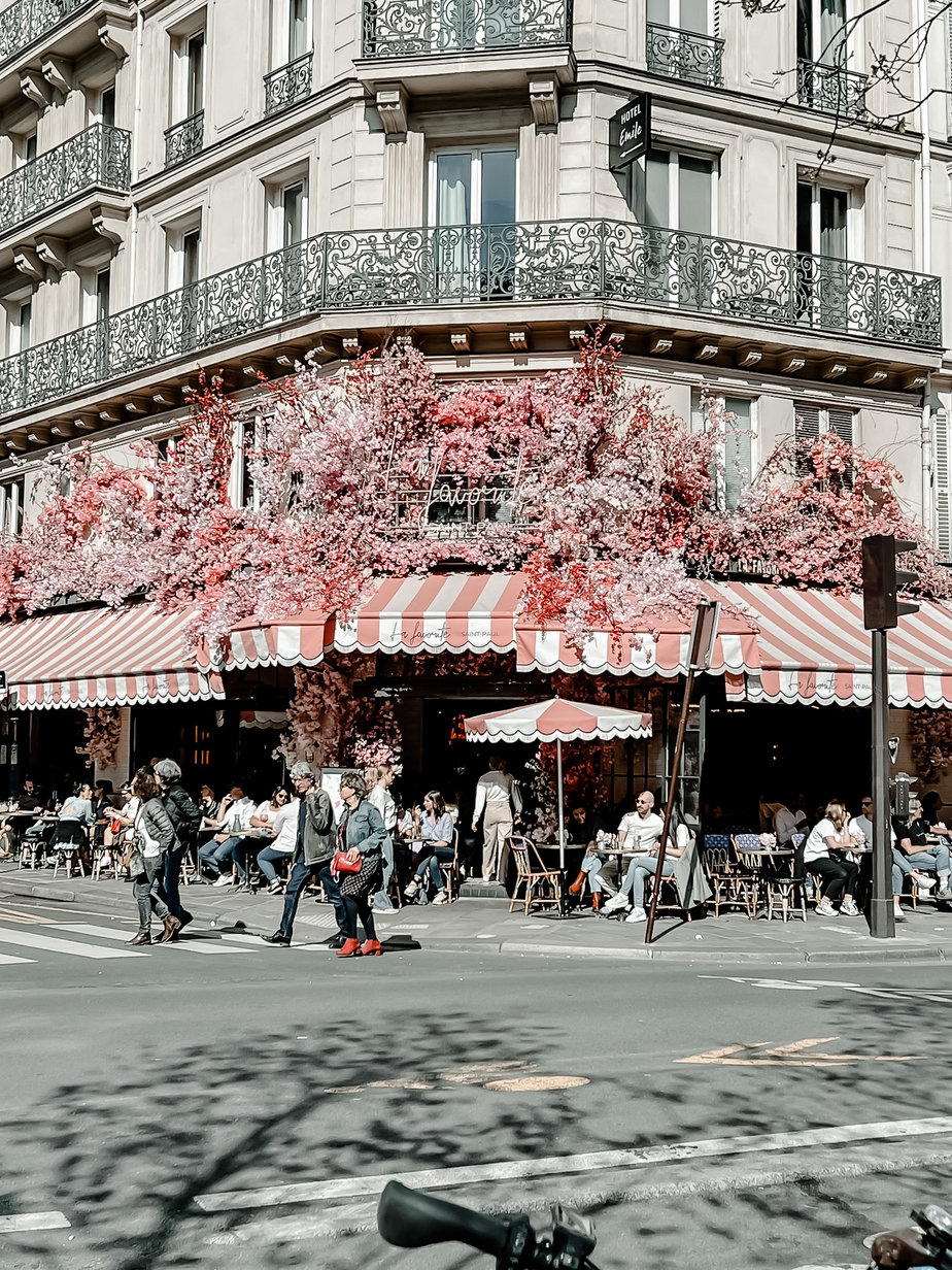 Pink and White stripe awning in Paris