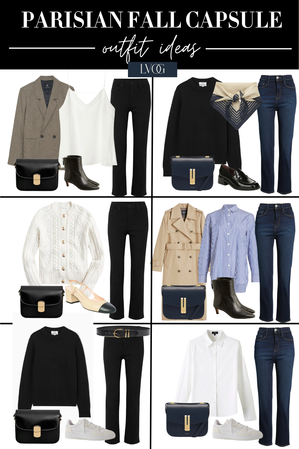 Fall graphic of Parisian outfit ideas for fall.