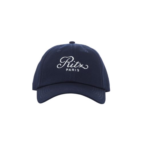 Navy Blue Hat with Ritz Paris In White Cursive