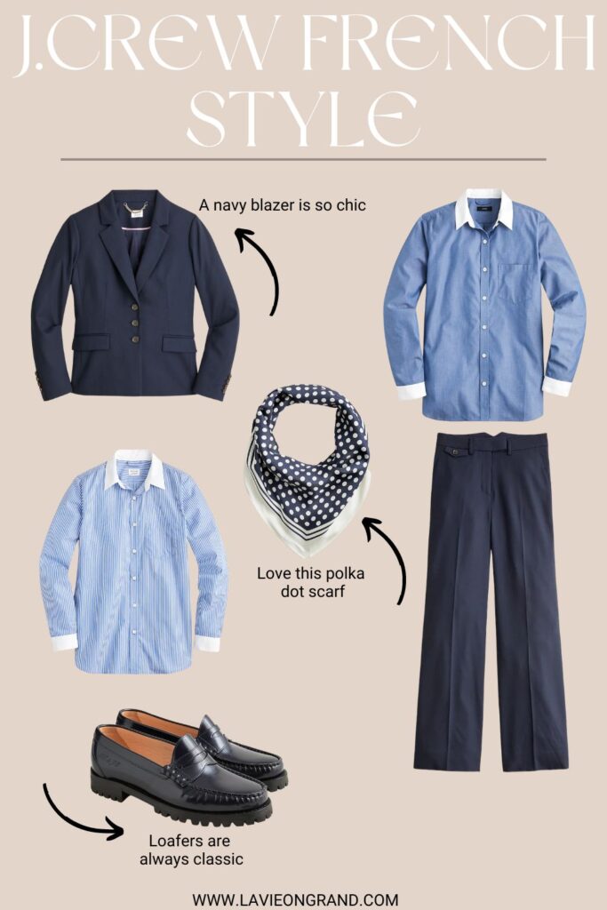 graphic of jcrew french items