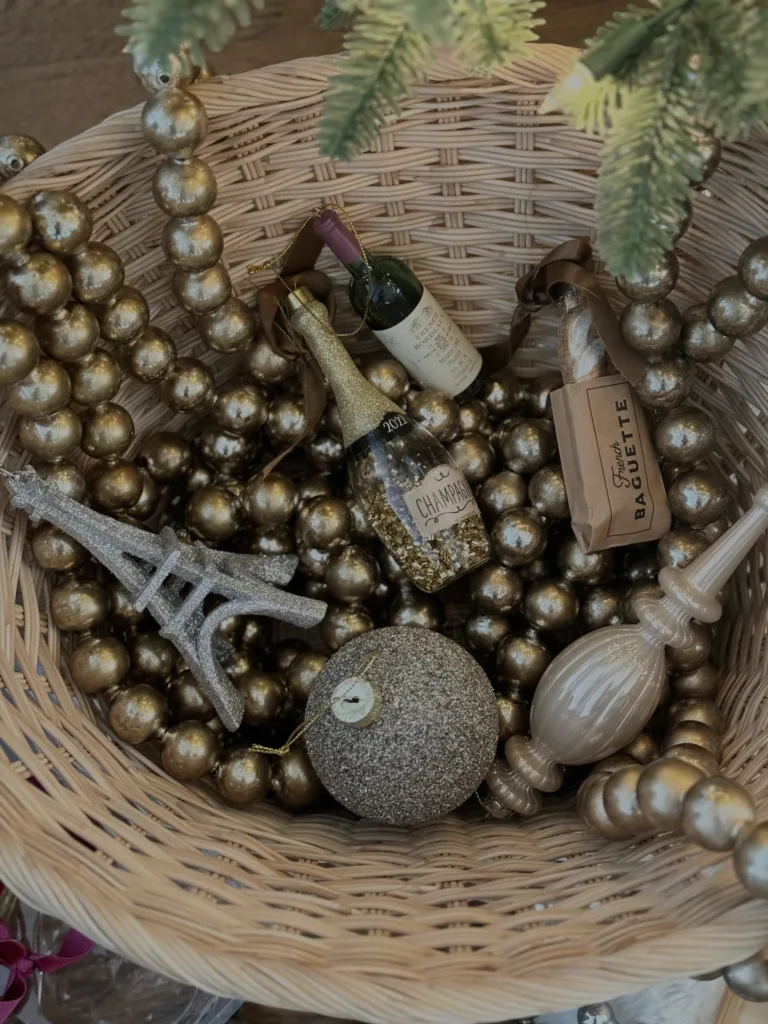 Christmas Ornaments in a basket Christmas Ornaments in a basket