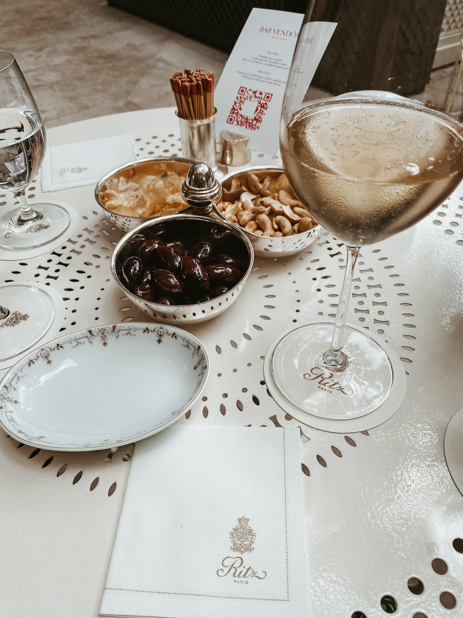 Food at the ritz paris sitting on the table