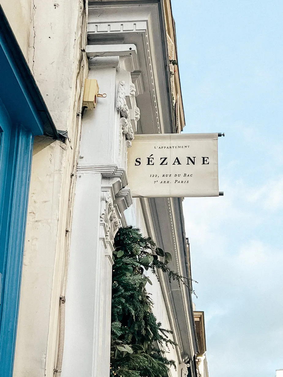 Sézane sign outside of the store.