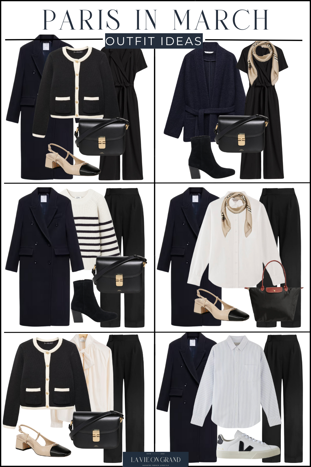 Ideas to pack for Paris in March during the spring season to look chic.