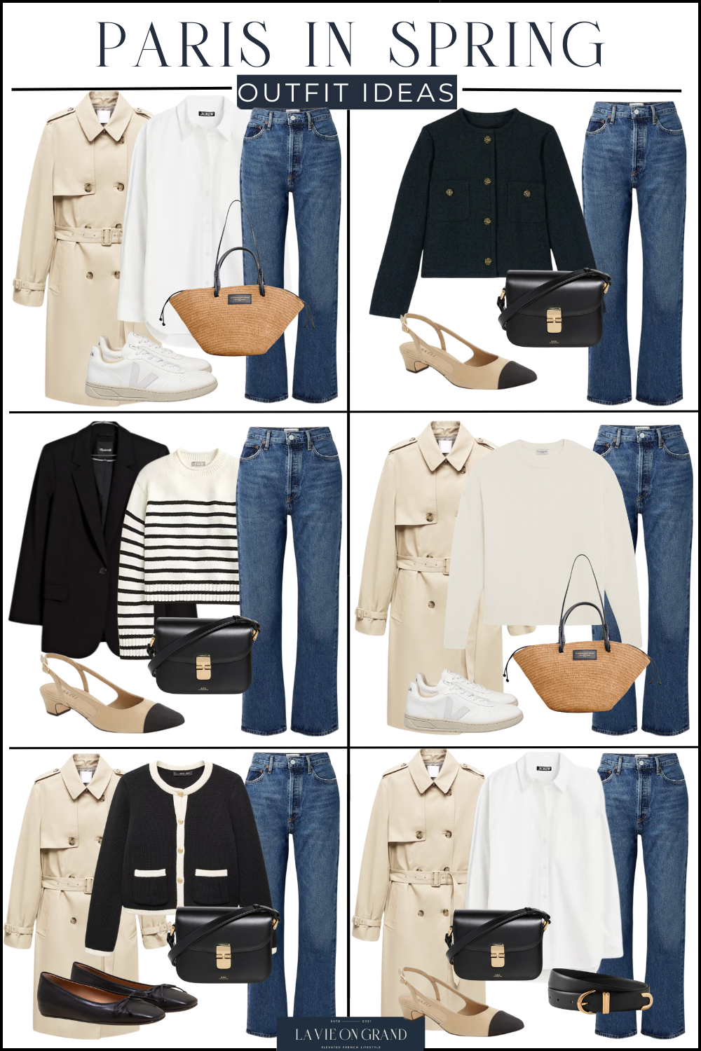 Classic and timeless pieces to pack for Paris in the spring to look stylish.