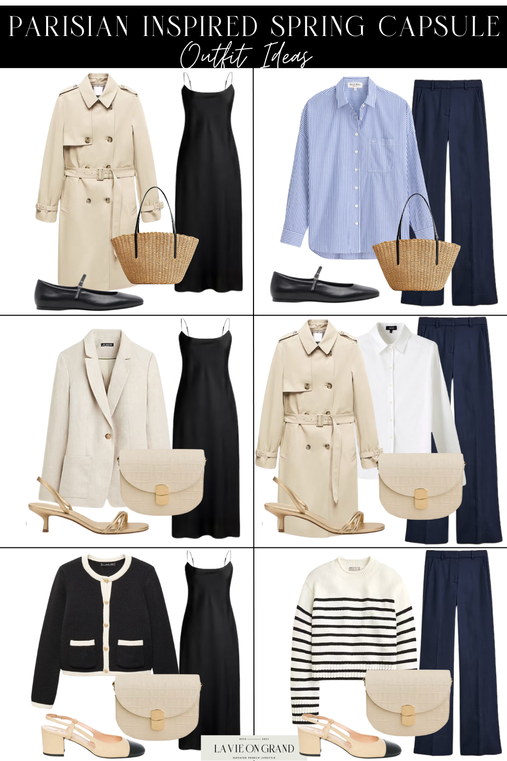 Parisian inspired spring capsule with classic and chic pieces.