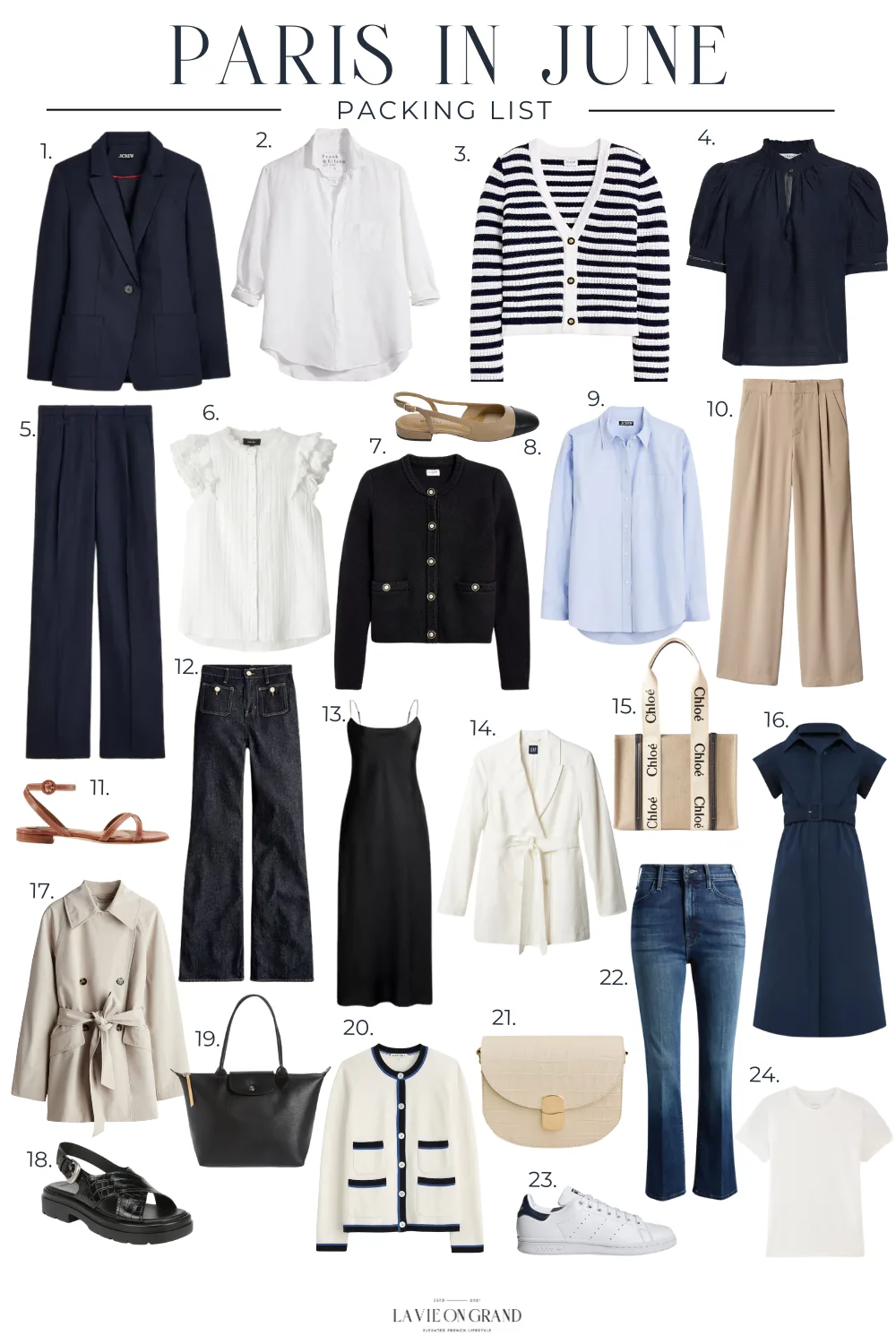 24 Classic pieces to pack for Paris in Summer.