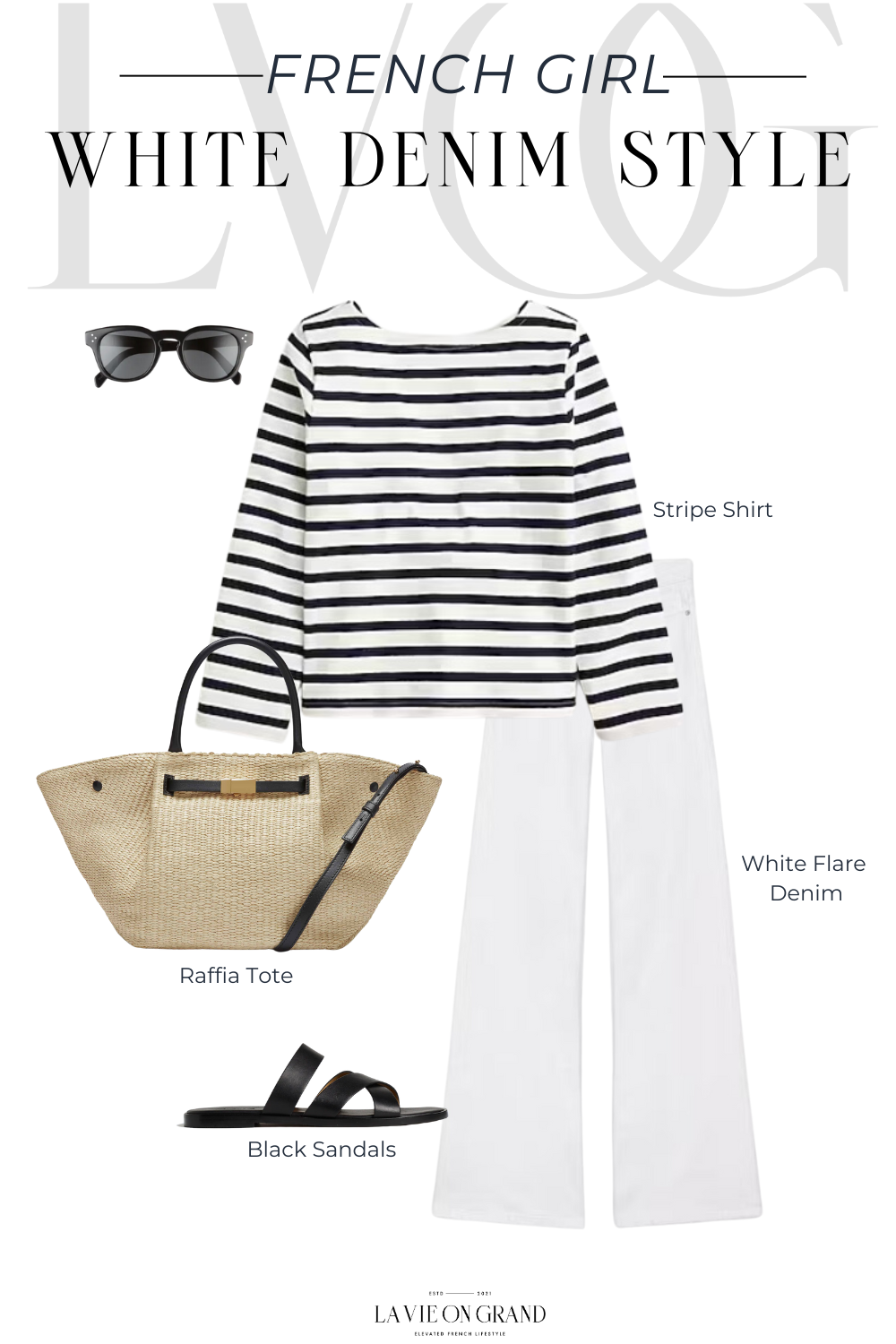 Striped Top White Denim outfit Stripe Top With White Denim for french look.