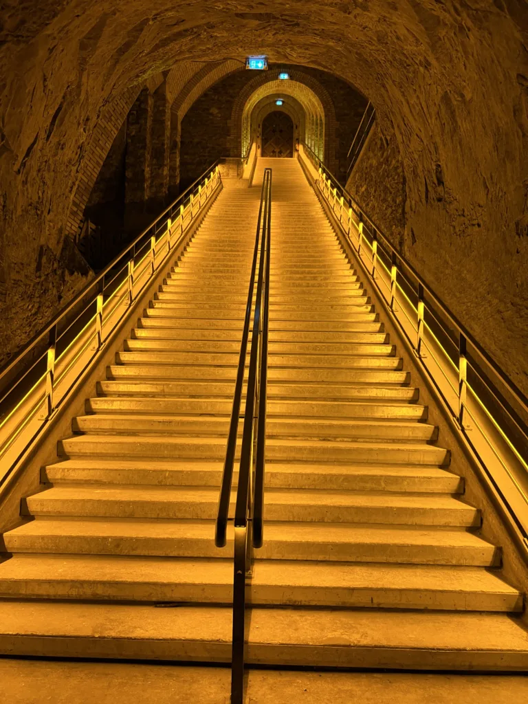 Staircase going up at Veuve Clicquot.