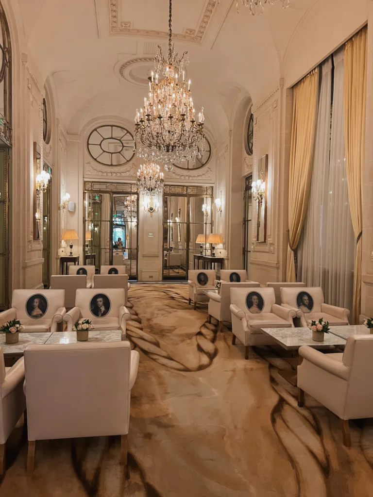 Inside of Hotel Meurice in Paris for breakfast places in Paris.