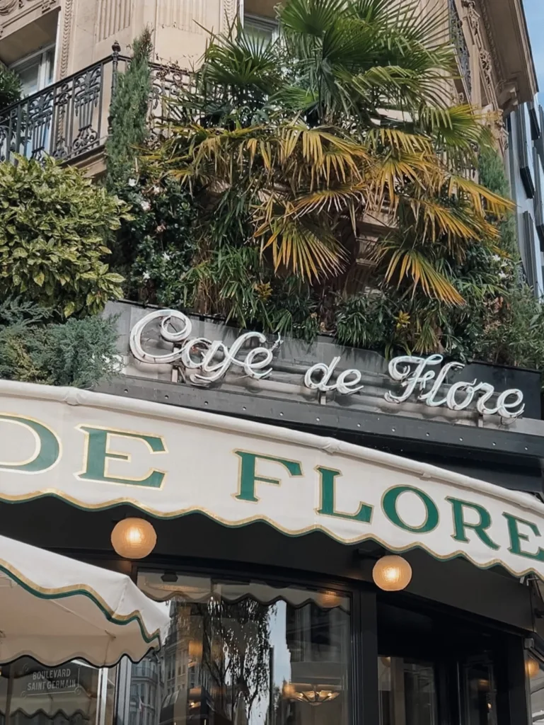 Exterior of Cafe de Flore in Paris.