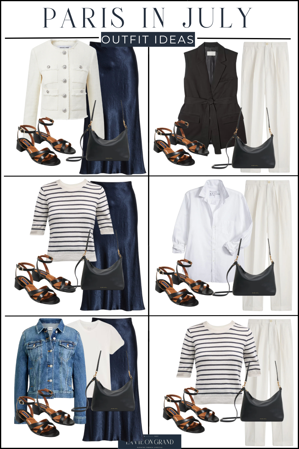 Paris summer Outfit combinations Outfit combinations of pieces to pack for Paris during summer.