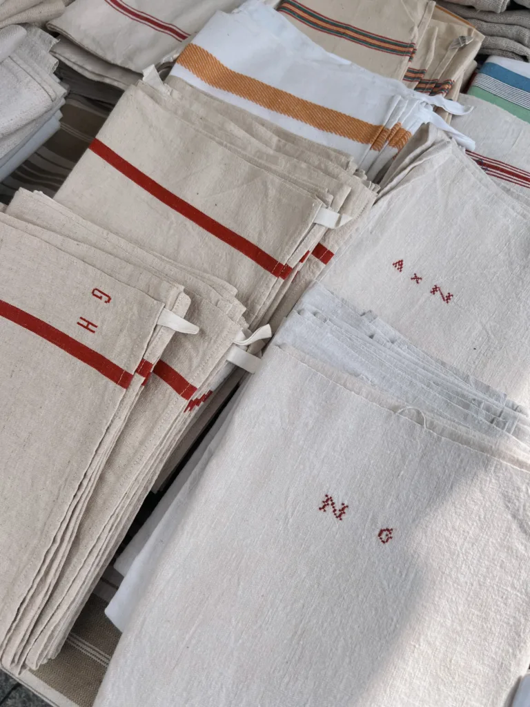 French tea towels with initials | What To Buy At A Paris Flea Market