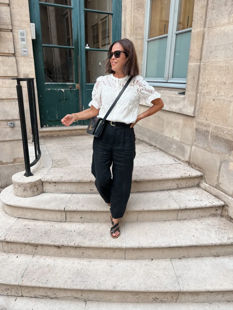 White Eyelet Top + Linen Pants | Paris Outfits in July Part 2