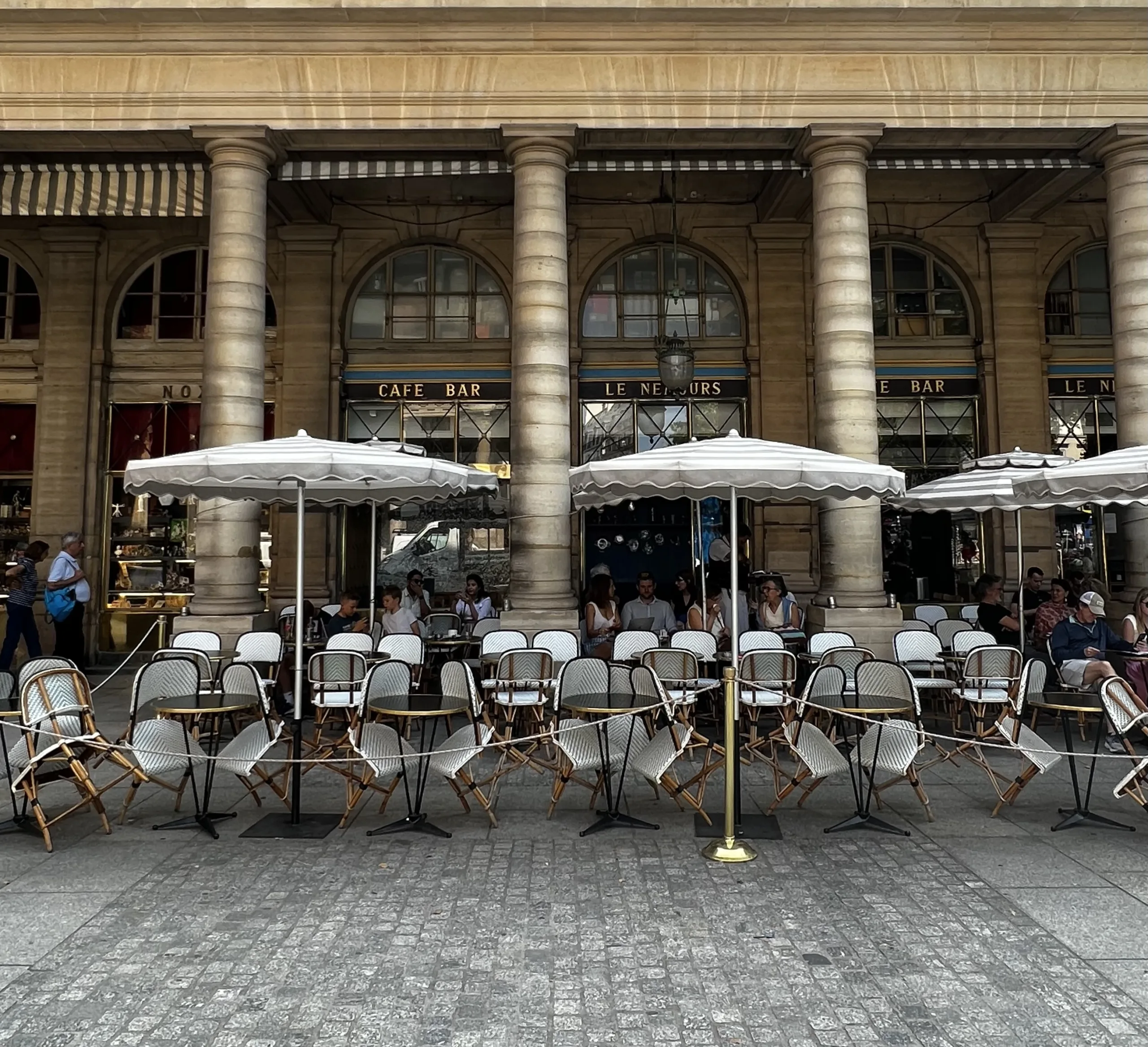 Exterior shot of Le Nemours in Paris for favorite Parisian Cafe.