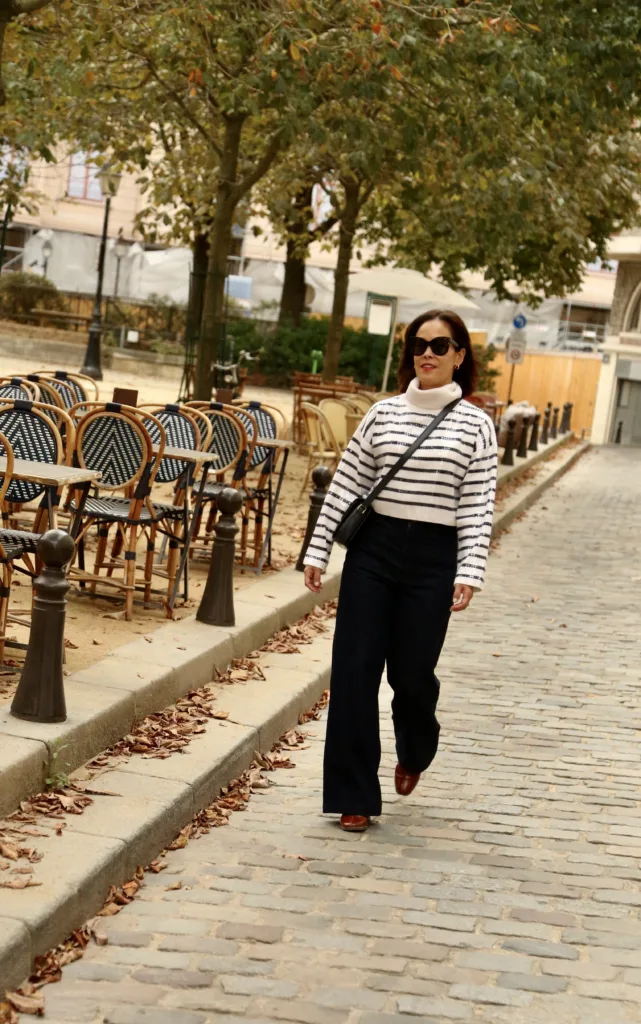 How To Style A Striped Shirt with dark denim