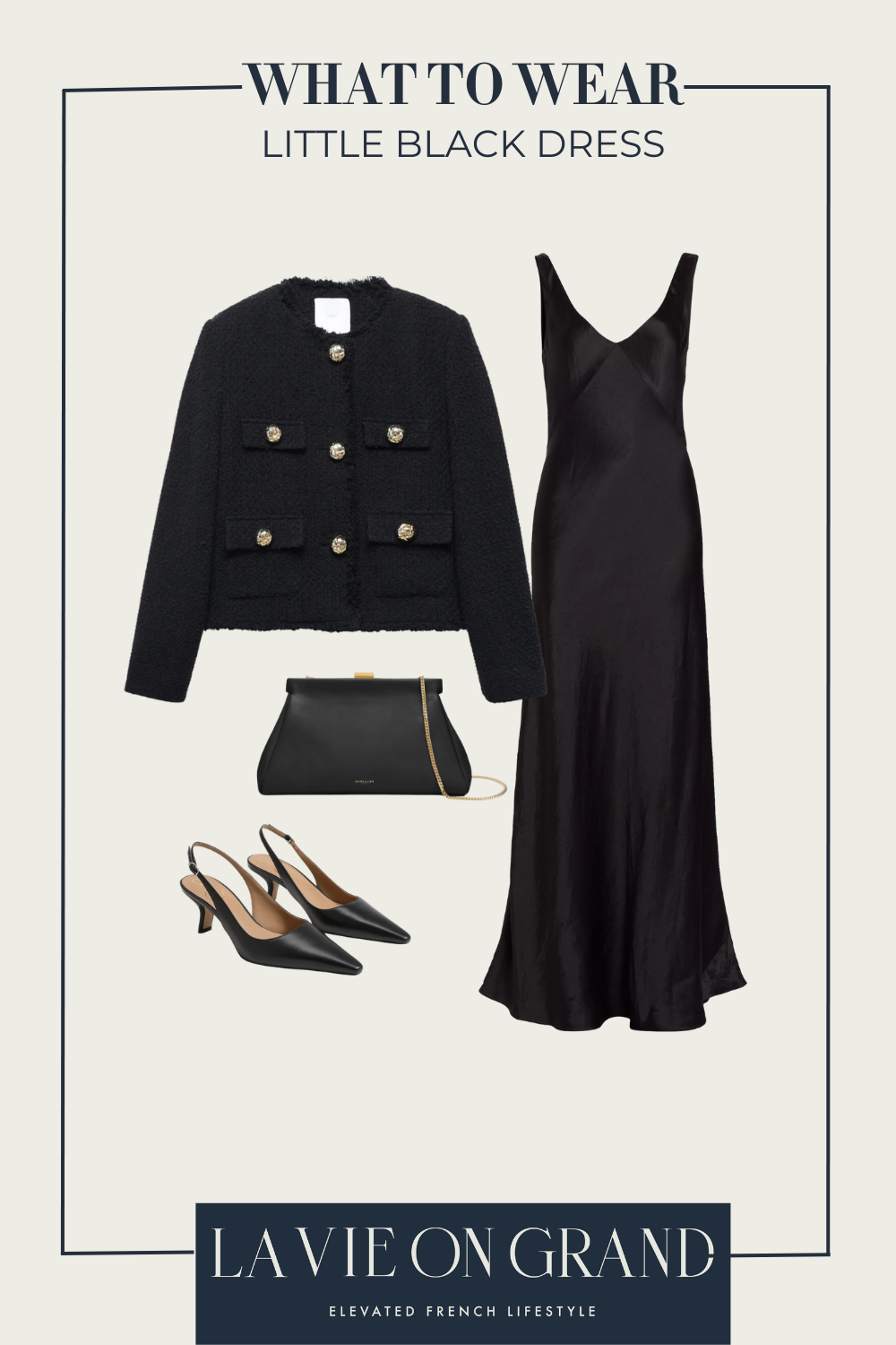 black dress with tweed jacket black dress with tweed jacket.