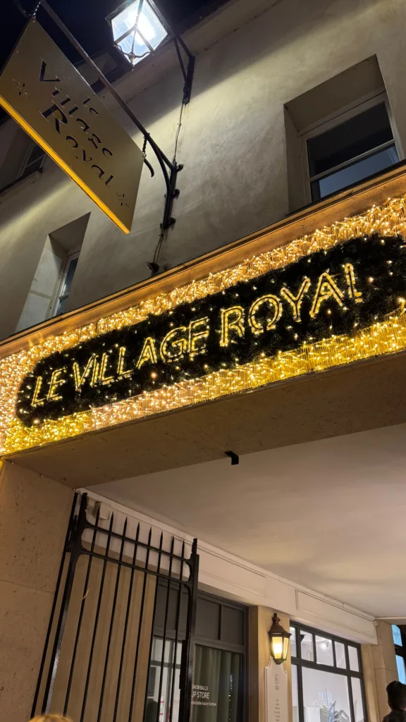 Le Village Royal sign in glitter | Where To See Festive Sights In Paris
