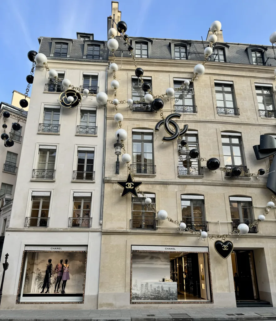 Exterior of chanel building at christmas in Paris | Where To See Festive Sights In Paris