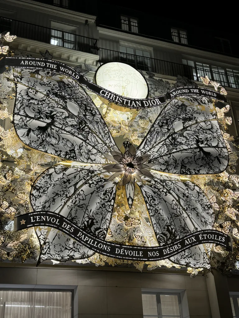 Dior all gold and black at christmas in paris.