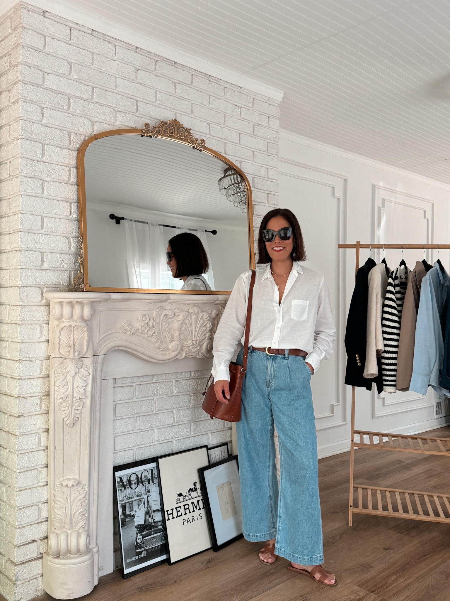 White Button Down and Light denim for a look to wear in Paris.