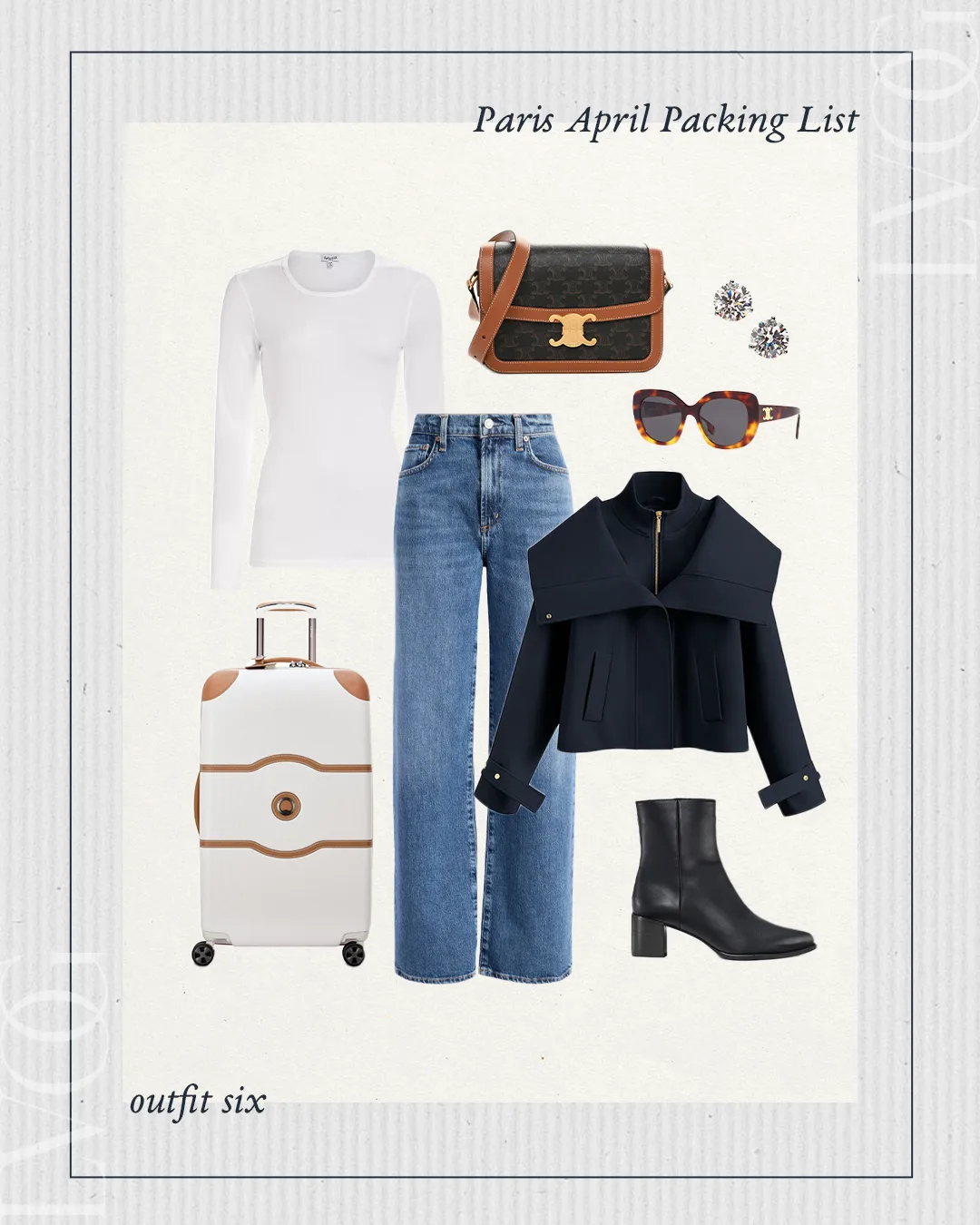 Outfit combination of what to wear in Paris in April.