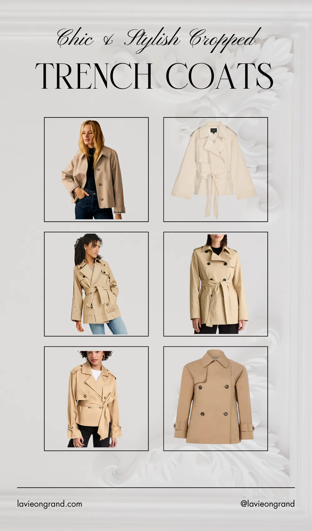 Graphic of cropped trench coats.