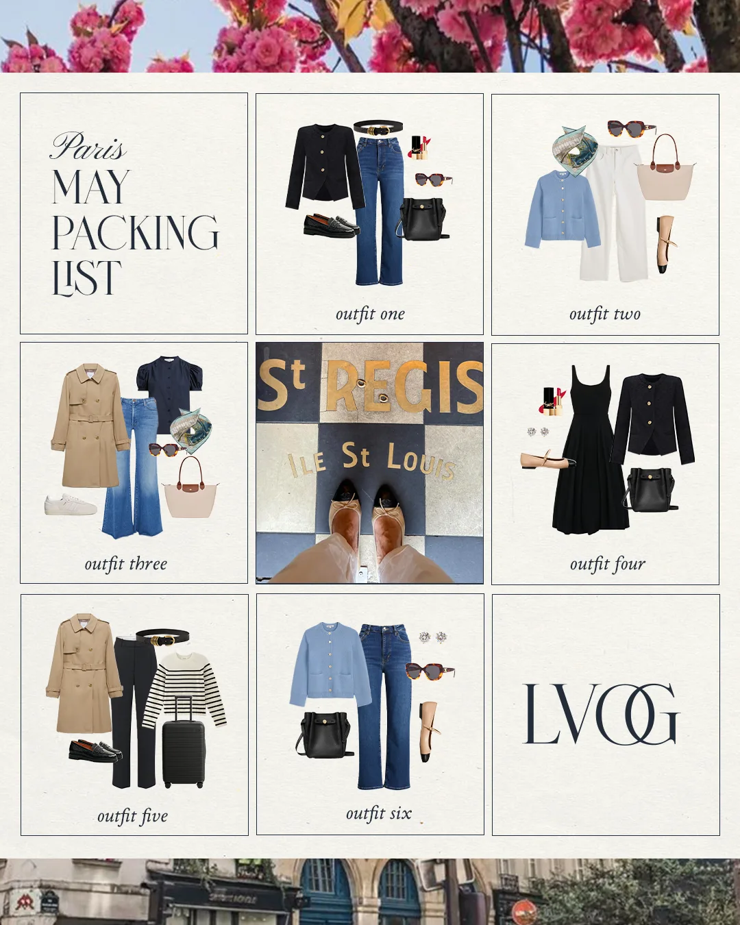Graphic of what to pack for Paris in May