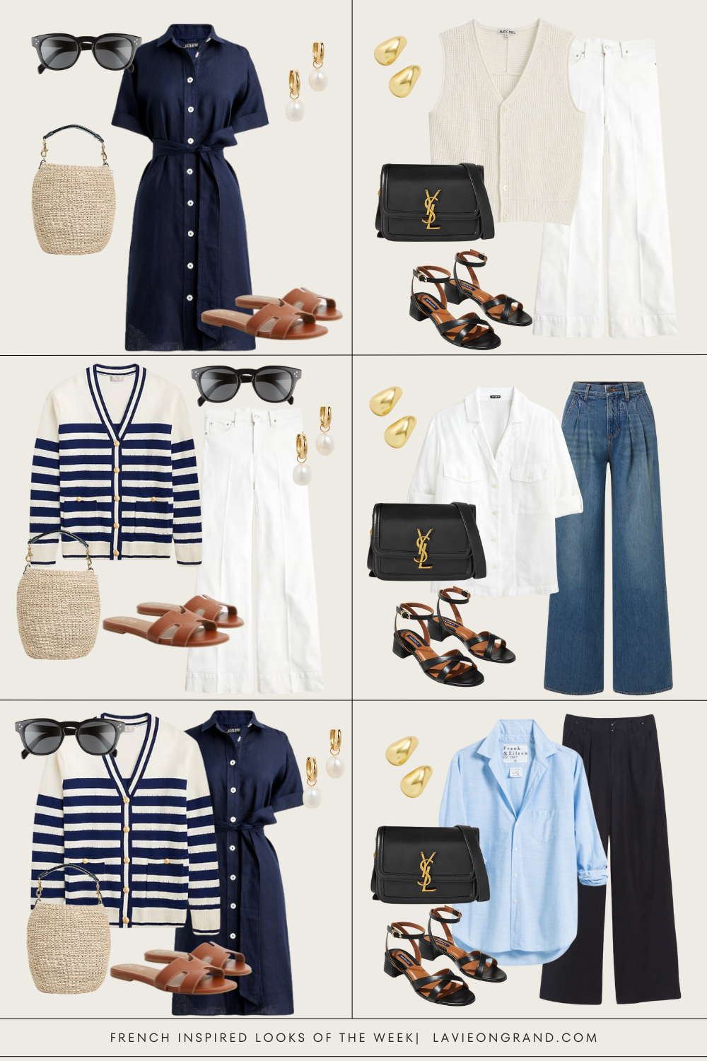 6 different outfit combinations for french outfits for the week